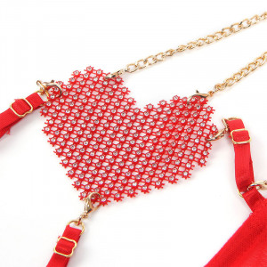 SUBBLIME - 955526 ENSEMBLE SOUTIEN-GORGE AVEC CHAÎNES ET COEUR EN MAILLE ROUGE