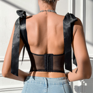Corset sexy en dentelle et maille avec armatures