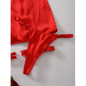 Ensemble lingerie sexy bretelles croisées - Rouge