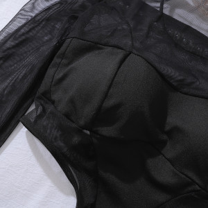 Body sexy noir en maille transparente
