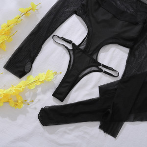 Body sexy noir en maille transparente