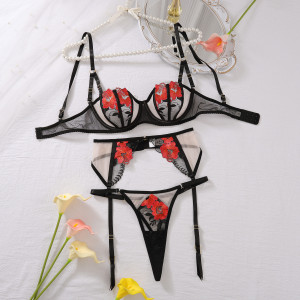 Ensemble de lingerie à broderie florale