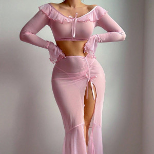 Ensemble lingerie en maille transparente