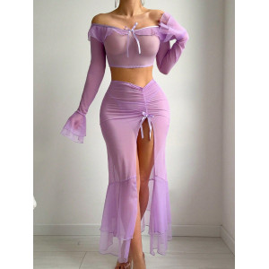 Ensemble lingerie en maille transparente