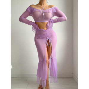 Ensemble lingerie en maille transparente