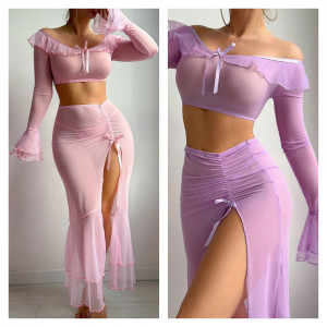 Ensemble lingerie en maille transparente