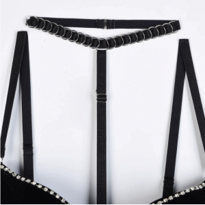 Ensemble lingerie sexy en tulle transparent et strass