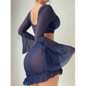 Ensemble lingerie sexy en dentelle transparente
