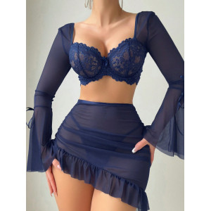 Ensemble lingerie sexy en dentelle transparente