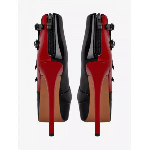 Bottines montantes à plateforme et bout ouvert avec boucle