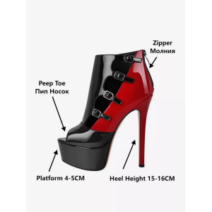 Bottines montantes à plateforme et bout ouvert avec boucle