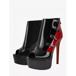 Bottines montantes à plateforme et bout ouvert avec boucle