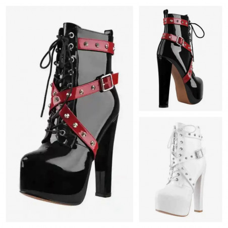 Bottines à rivets et à talons épais