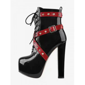 Bottines à rivets et à talons épais