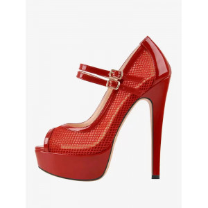 Escarpins à talons hauts en maille à bout ouvert