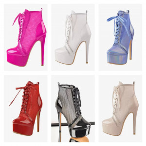 Bottines Sexy À Plateforme En Maille