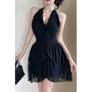 Robe dos nu fluide à volants