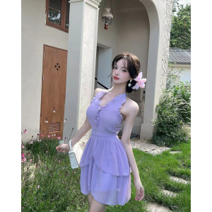Robe dos nu fluide à volants