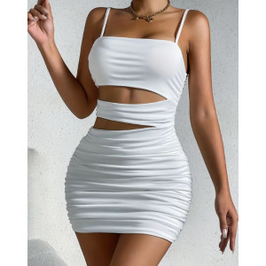 Robe mini sexy à col halter avec design découpé