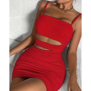 Robe mini sexy à col halter avec design découpé