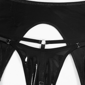 Ensemble de lingerie en cuir PU - Noir