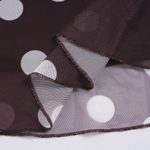 Robe à pois, décolleté plongeant en V, dos nu - Marron