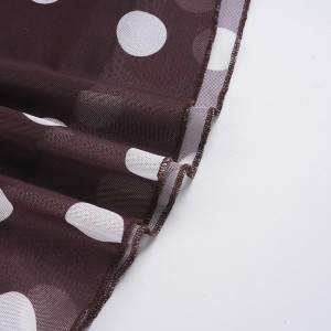 Robe à pois, décolleté plongeant en V, dos nu - Marron