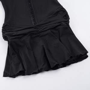 Robe courte sans manches zippée et plissée - Noir