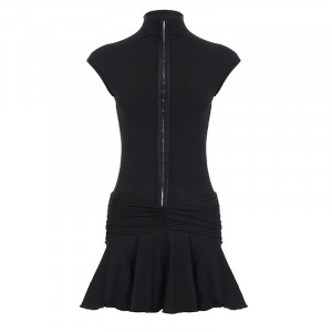 Robe courte sans manches zippée et plissée - Noir