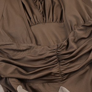 Robe à décolleté plongeant en V - Marron