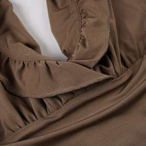 Robe à décolleté plongeant en V - Marron