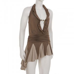 Robe à décolleté plongeant en V - Marron