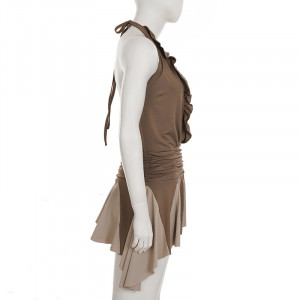 Robe à décolleté plongeant en V - Marron