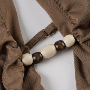 Robe à décolleté plongeant en V - Marron