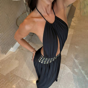 Robe longue fendue décolletée et dos nu