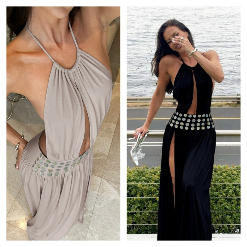 Robe longue fendue décolletée et dos nu