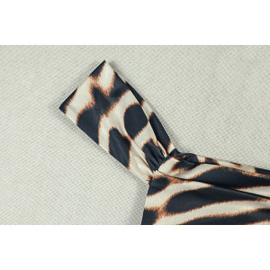 Robe courte col plissé asymétrique - Léopard