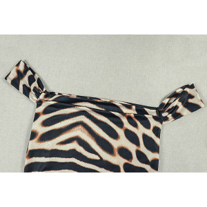 Robe courte col plissé asymétrique - Léopard