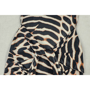 Robe courte col plissé asymétrique - Léopard