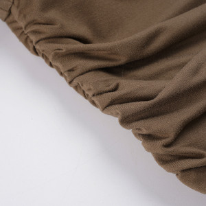 Robe fourreau à col en V plissée - Marron