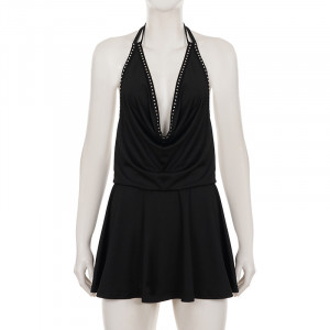 Robe dos nu à rivets  - Noir