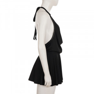 Robe dos nu à rivets  - Noir