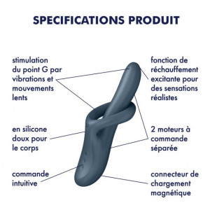 SATISFYER - HEAT FLEX 4 VIBRATEUR EFFET THERMIQUE 12 VIBRATIONS GRIS