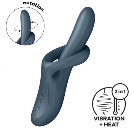 SATISFYER - HEAT FLEX 4 VIBRATEUR EFFET THERMIQUE 12 VIBRATIONS GRIS