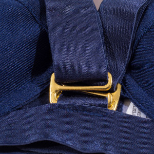 Ensemble lingerie sexy bleu marine – Soutien-gorge pigeonnant & culotte à détails dorés