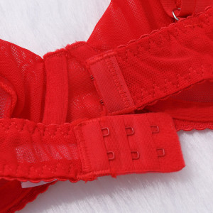 Ensemble lingerie dentelle transparente – Soutien-gorge sexy & string en tulle raffiné - Noir ou Rouge