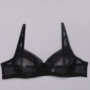 Ensemble lingerie dentelle transparente – Soutien-gorge sexy & string en tulle raffiné - Noir ou Rouge