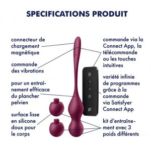 SATISFYER - LOVE BIRDS VARY BALLES VIBRANTES APPLICATION GRATUITE VIN ROUGE