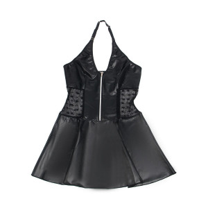 SUBBLIME - 957704 ROBE EN CUIR À FERMETURE ÉCLAIR EN DENTELLE NOIRE