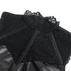 SUBBLIME - 957551 ROBE EN CUIR COL DENTELLE NOIR